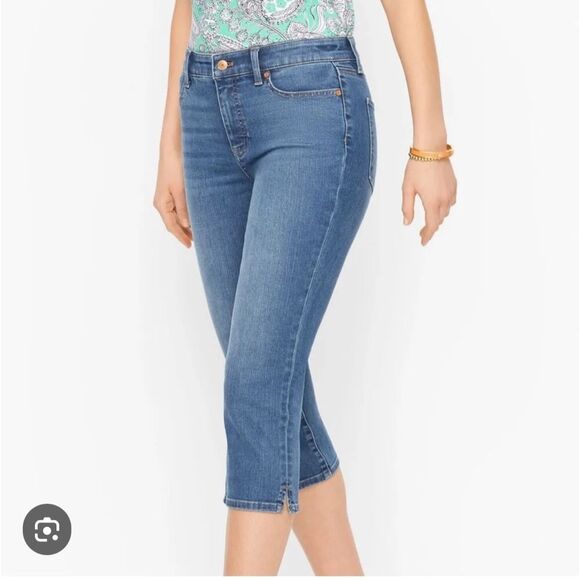 Talbots Denim - Talbots Blue Whiskered Cotton Blended Pedal Pusher Jean Size 14